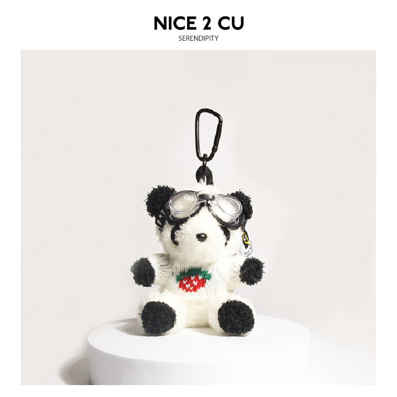 玩偶｜挂件｜钥匙链：太空镜白色草莓毛衣小熊