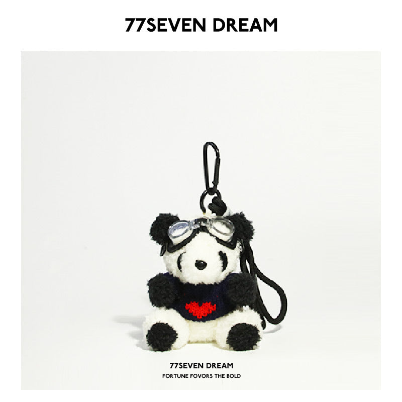 玩偶｜挂件｜钥匙链：太空镜黑色爱心毛衣小熊