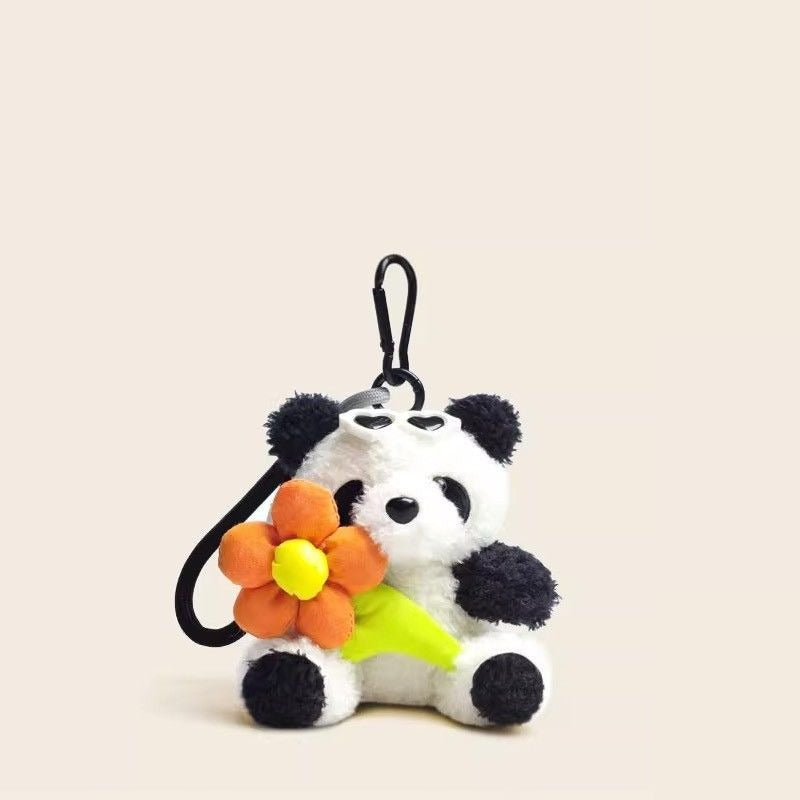 玩偶｜挂件｜钥匙链：太阳花墨镜熊猫（橙色）